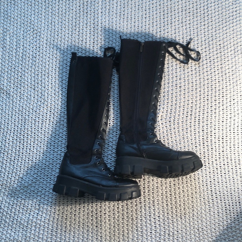Sam Edelman|Black Lace Up Knee high boots